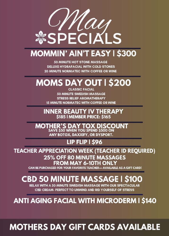 May Specials for Massage Bliss and Cryo