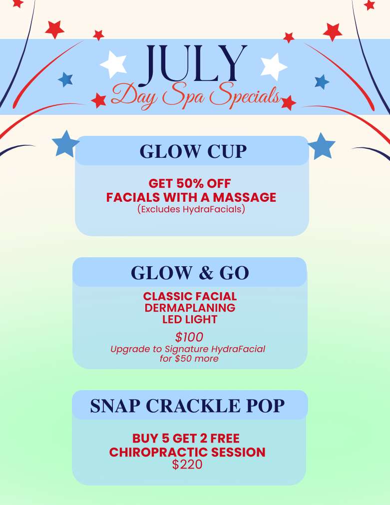 July Day Spa Specials at Massage Bliss & Cryo